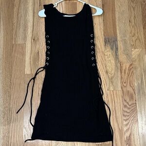Knit lace up sweater dress